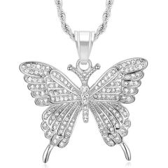 **COI Titanium Gold Tone/Silver Butterfly Pendant With Cubic Zirconia-8839