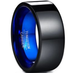 **COI Tungsten Carbide Black Blue Pipe Cut Flat Ring-8870