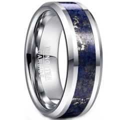 **COI Tungsten Carbide Lapis Lazuli Beveled Edges Ring-8874