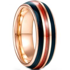 **COI Rose Tungsten Carbide Wood Dome Court Ring-8878