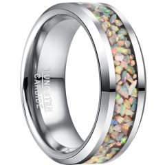 **COI Tungsten Carbide Crushed Opal Beveled Edges Ring-8883