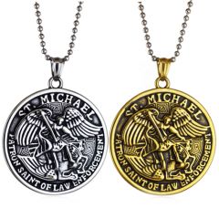 **COI Titanium Black Gold Tone/Silver St Michael Pendant-8892AA