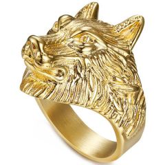 **COI Gold Tone Titanium Wolf Ring-8895AA