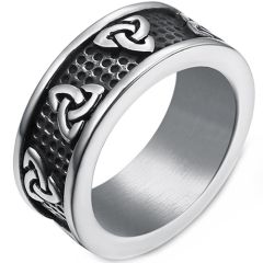**COI Titanium Black Silver Trinity Knots Ring-8902AA