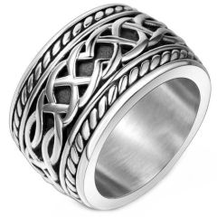 **COI Titanium Black Silver Eternity Celtic Ring-8904AA
