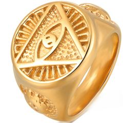 **COI Gold Tone Titanium Masonic Freemason Ring-8914AA