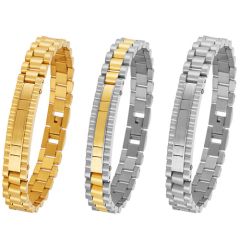 COI Titanium Gold Tone/Silver/Gold Tone Silver Bracelet With Steel Clasp(Length: 8.07 inches)-8951AA