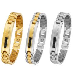 COI Titanium Gold Tone/Silver/Gold Tone & Silver Carbon Fiber Bracelet With Steel Clasp(Length: 8.07 inches)-8953AA