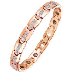 COI Titanium Rose/Silver Cubic Zirconia Bracelet With Steel Clasp(Length: 8.46 inches)-8958AA