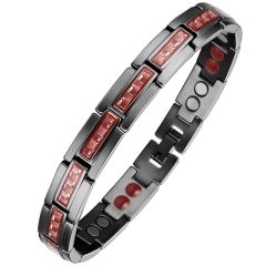**COI Titanium Black/Rose/Silver Red Carbon Fiber Bracelet With Steel Clasp(Length: 8.26 inches)-8962AA