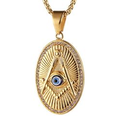 COI Gold Tone Titanium Masonic Freemason Eye Pendant-8987AA