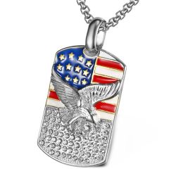 COI Titanium Gold Tone/Silver American Flag & Eagle Pendant-8990AA