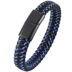 COI Titanium Blue Blue Genuine Leather Bracelet With Steel Clasp(Length: 8.07 inches)-9000AA