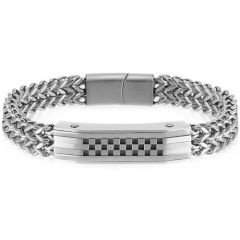 COI Titanium Gold Tone/Silver Checkered Flag Bracelet With Steel Clasp(Length: 7.87 inches)-9008AA