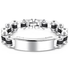 COI Titanium Black Silver Bracelet With Steel Clasp(Length: 8.26 inches)-9014AA