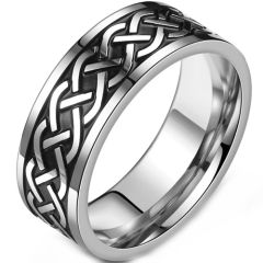 **COI Titanium Black Silver Celtic Eternity Ring-9038AA