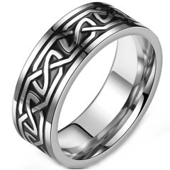 **COI Titanium Black Silver Celtic Eternity Ring-9039AA
