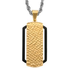 COI Titanium Black Gold Tone Hammered Pendant-9063AA