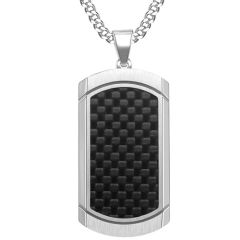 COI Titanium Dog Tag Pendant With Carbon Fiber-9067AA