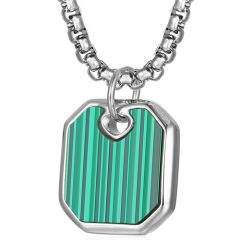 **COI Titanium Gold Tone/Silver Green Malachite Pendant-9070AA