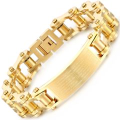 COI Titanium Gold Tone/Silver Cross Prayer Bracelet With Steel Clasp(Length: 8.97 inches)-9074AA