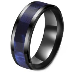 **COI Black Titanium Blue Camo Beveled Edges Ring-9090AA