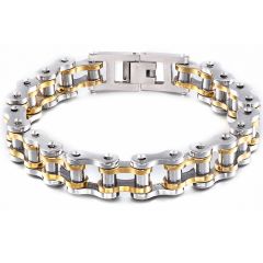 COI Titanium Silver Black/Gold Tone/Silver Bracelet With Steel Clasp(Length: 8.86 inches)-9095AA