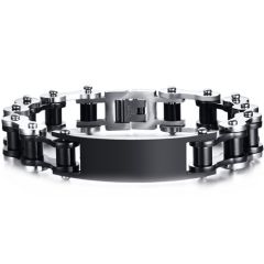 COI Titanium Black Silver Bracelet With Steel Clasp(Length: 9.25 inches)-9097AA