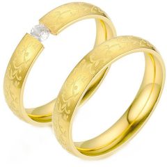 **COI Gold Tone Titanium Celtic Couple Wedding Band Ring-9098AA