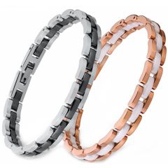 COI Titanium Silver/Rose Ceramic Bracelet With Steel Clasp(Length: 7.87 inches)-9106AA