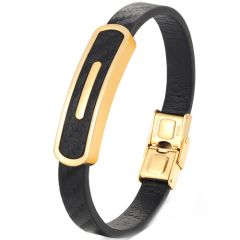 COI Titanium Black/Gold Tone/Silver Carbon Fiber Bracelet With Steel Clasp(Length: 8.27 inches)-9138AA