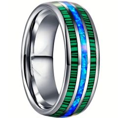 **COI Titanium Green Wood & Crushed Opal Dome Court Ring-9143AA