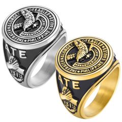 **COI Titanium Black Gold Tone/Silver Eagle Ring-9144AA