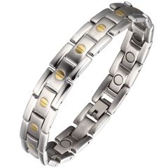 COI Titanium Silver/Gold Tone Silver Screws Bracelet With Steel Clasp(Length: 8.38 inches)-9189AA