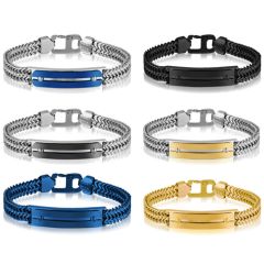 COI Titanium Black Blue Gold Tone Silver Bracelet With Steel Clasp(Length: 7.87 inches)-9197AA