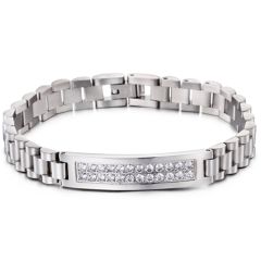 COI Titanium Cubic Zirconia Bracelet With Steel Clasp(Length: 8.27 inches)-9198AA