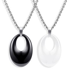 **COI Titanium Pendant With Black/White Ceramic-9208AA