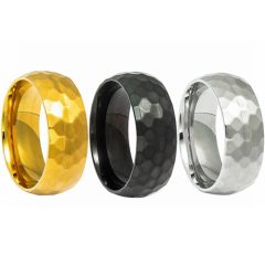 **COI Titanium Black/Gold Tone/Silver Hammered Dome Court Ring-9233AA