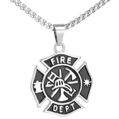 **COI Titanium Black Silver Firefighter Pendant-9239AA