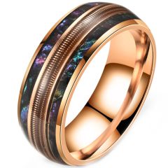 **COI Rose Titanium Abalone Shell & Wire Dome Court Ring-9248AA