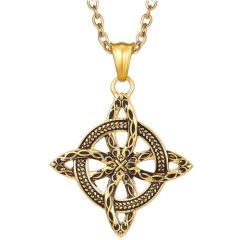 **COI Titanium Gold Tone Black Trinity Knots Pendant-9253AA