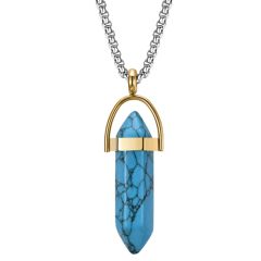 **COI Gold Tone Titanium Pendant With Red/White/Blue/Black Turquoise-9279AA