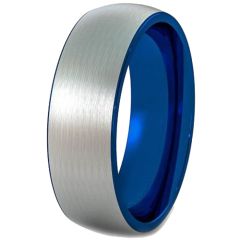 COI Tungsten Carbide Blue Silver Dome Court Ring-TG4355