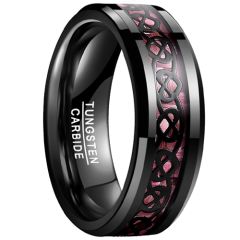 **COI Black Tungsten Carbide Heart Celtic Ring With Carbon Fiber-9311AA