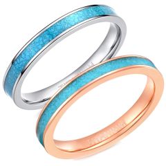 **COI Titanium Rose/Silver Pipe Cut Flat Ring With Turquoise-9347BB