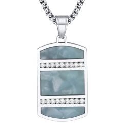 **COI Titanium Abalone Shell Pendant With Cubic Zirconia-9396BB