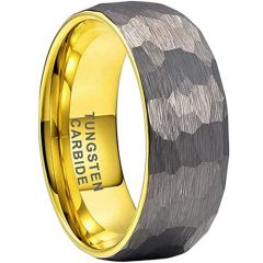 **COI Gold Tone Tungsten Carbide Hammered Dome Court Ring-9401BB