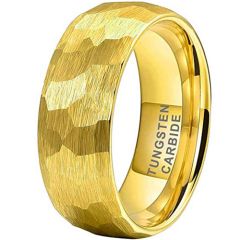 **COI Gold Tone Tungsten Carbide Hammered Dome Court Ring-9402BB