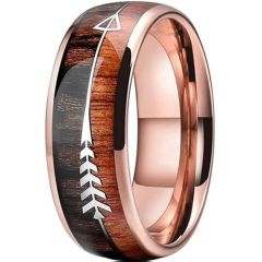 **COI Rose Tungsten Carbide Wood Dome Court Ring With Arrows-9405BB