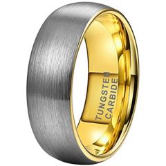 **COI Tungsten Carbide Gold Tone Silver Dome Court Ring-9406BB